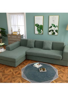 DUNISO Couch Slipcover L Shape Sofa Cover, Composed of a two-seat sofa cover and a three-seat sofa cover,High weight fully wrapped elastic sofa cover with Corn silk fabric,Sofa protective cover, anti slip cover, furniture protector,for L-shaped sofa which five people to sit on  - Image 4