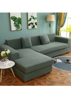 DUNISO Couch Slipcover L Shape Sofa Cover, Composed of a two-seat sofa cover and a three-seat sofa cover,High weight fully wrapped elastic sofa cover with Corn silk fabric,Sofa protective cover, anti slip cover, furniture protector,for L-shaped sofa which five people to sit on  - Image 5