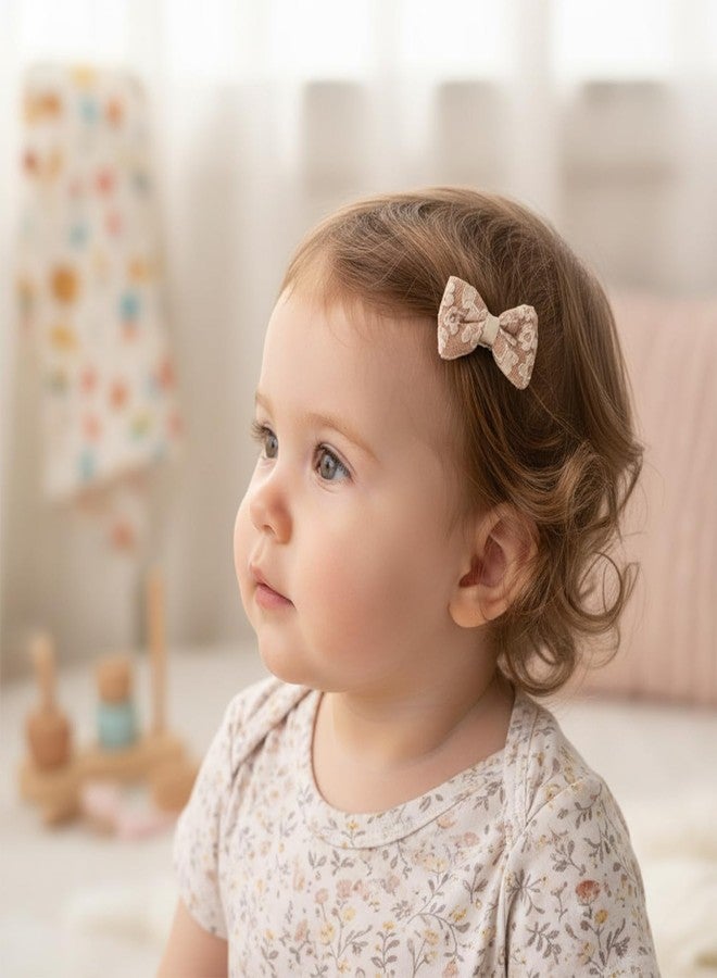 KARP Elegant Lace Bow Hair Clips for Girls -20Pcs Soft Fabric Hair Bows in Beige & Brown - Stylish Hair Accessories for Toddlers, Kids & Baby Girls (Hair Pin (K2516)-Style-2) - Image 3