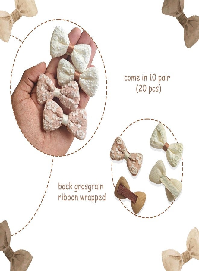 KARP Elegant Lace Bow Hair Clips for Girls -20Pcs Soft Fabric Hair Bows in Beige & Brown - Stylish Hair Accessories for Toddlers, Kids & Baby Girls (Hair Pin (K2516)-Style-2) - Image 5