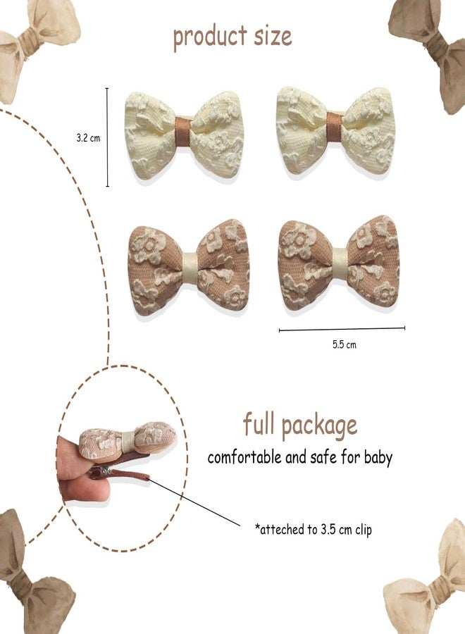 KARP Elegant Lace Bow Hair Clips for Girls -20Pcs Soft Fabric Hair Bows in Beige & Brown - Stylish Hair Accessories for Toddlers, Kids & Baby Girls (Hair Pin (K2516)-Style-2) - Image 4