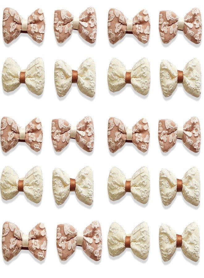 KARP Elegant Lace Bow Hair Clips for Girls -20Pcs Soft Fabric Hair Bows in Beige & Brown - Stylish Hair Accessories for Toddlers, Kids & Baby Girls (Hair Pin (K2516)-Style-2) - Image 1