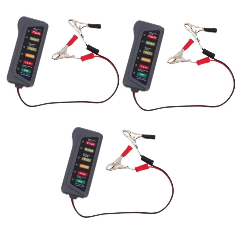 3Pcs Car Battery Analyzer Digital Tester with LED Indicator for Cars Motorcycles EVs - Image 1