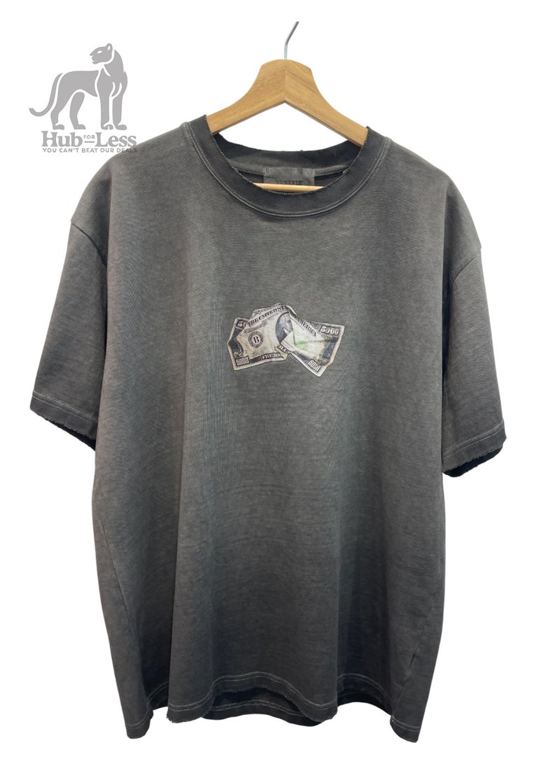 Men’s Heavyweight Oversized T-Shirt with Dyed Color Effect & Laser Foil Print – Bold & Distressed Design