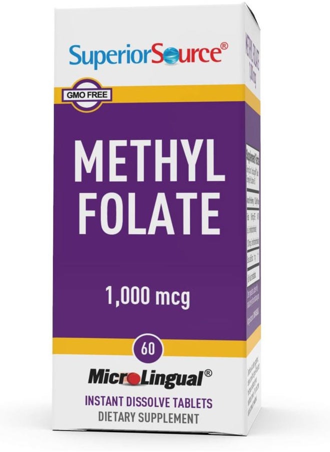 Superior Source Methyl Folate 1,000 mcg - Folate Supplement for Women & Men - Methylated Folate Supplement Supports Healthy Nervous System & Red Blood Cells - 60 Sublingual Dissolving Tablets  - Image 5
