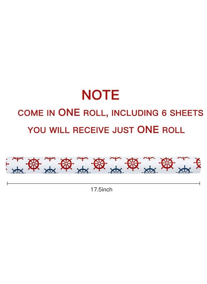 WRAPAHOLIC - Wrapping Paper Sheet Nautical Anchors Blue Design For Birthday Holiday Wedding Baby Shower 1 Roll Contains 6 Sheets 17.5 Inch X 39.3 Inch Per Sheet - Image 1