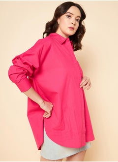 Oversized Solid Spread Collar Shirt - pzsku/ZBB5652B25C48EBEA7C22Z/45/1741341286/37f5d608-8947-4d8c-a270-401d9f2d8269