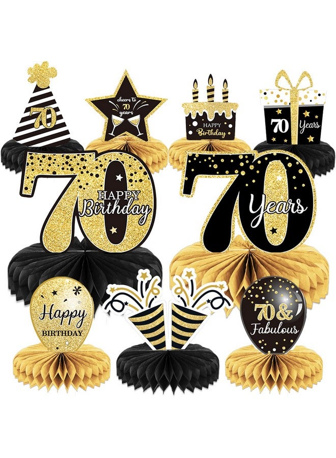 Tevxj 9 Pieces 70Th Birthday Decoration 70Th Birthday Centerpieces For Tables Decorations Cheers To 70 Years Honeycomb Table Topper For Men And Women Seventy Years Birthday Party Decoration Supplies(70Th) - Image 1