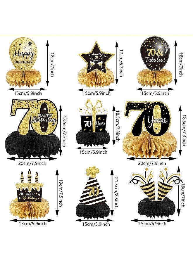 Tevxj 9 Pieces 70Th Birthday Decoration 70Th Birthday Centerpieces For Tables Decorations Cheers To 70 Years Honeycomb Table Topper For Men And Women Seventy Years Birthday Party Decoration Supplies(70Th) - Image 2