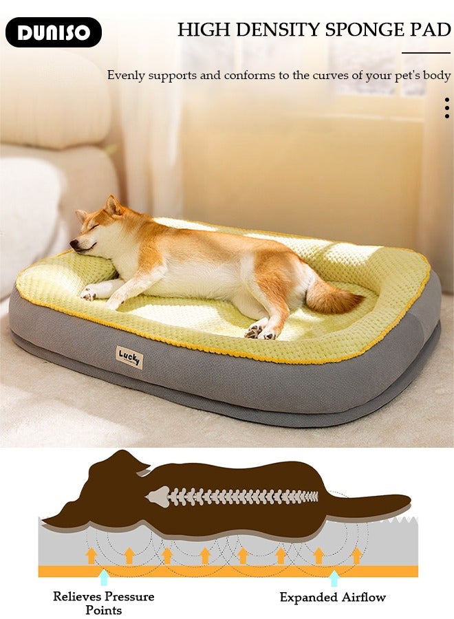 DUNISO Dog Bed, Non-Slip Pet Sofa Lounger Puppy Couch Removable Machine Washable Cover Cushion Big Cat Kennel Cot, Medium Large Adult Dogs Kitten Sleeping Mattress  - Image 3