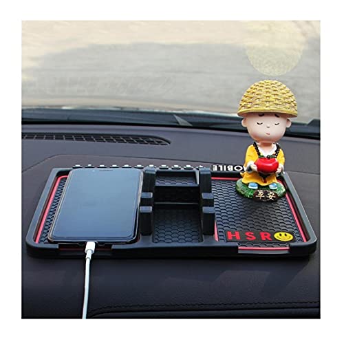 HSR Anti-Slip Car Dashboard Mat With Phone Holder - Universal Non Slip Sticky Rubber Pad with for Smartphone, GPS Navigation- Black - Image 1