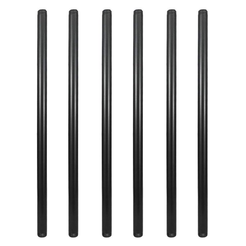 GeilSpace 6 Pack 1/2" Ã— 24" Pre-Cut Black Metal Pipe, Industrial Steel Fits Standard Half Inch Black Threaded Pipes and Fittings - Vintage DIY Industrial Shelving (1/2" Ã— 24")