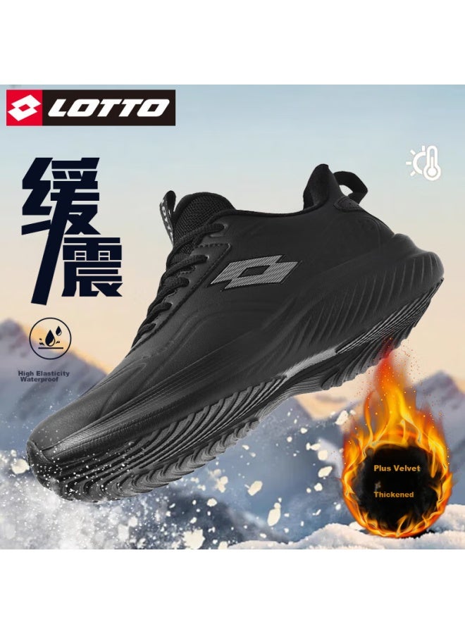 Lotto Fleece-lined Running Shoes For Men, Winter Shock-absorbing Lightweight Warm Racing Sports Shoes, Model 1169m, Black, Size 44 - Image 1