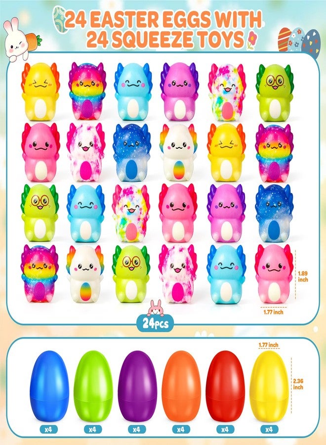 OCHIDO 24 Pack Easter Eggs Filled with Axolotl Slow Rising Squeeze Toys, Prefilled Easter Eggs with Fidget Toys for Easter Basket Stuffers Party Favors , Easter Basket Essentials, Easter Egg Hunt - Image 2