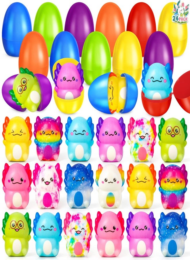 OCHIDO 24 Pack Easter Eggs Filled with Axolotl Slow Rising Squeeze Toys, Prefilled Easter Eggs with Fidget Toys for Easter Basket Stuffers Party Favors , Easter Basket Essentials, Easter Egg Hunt - Image 1
