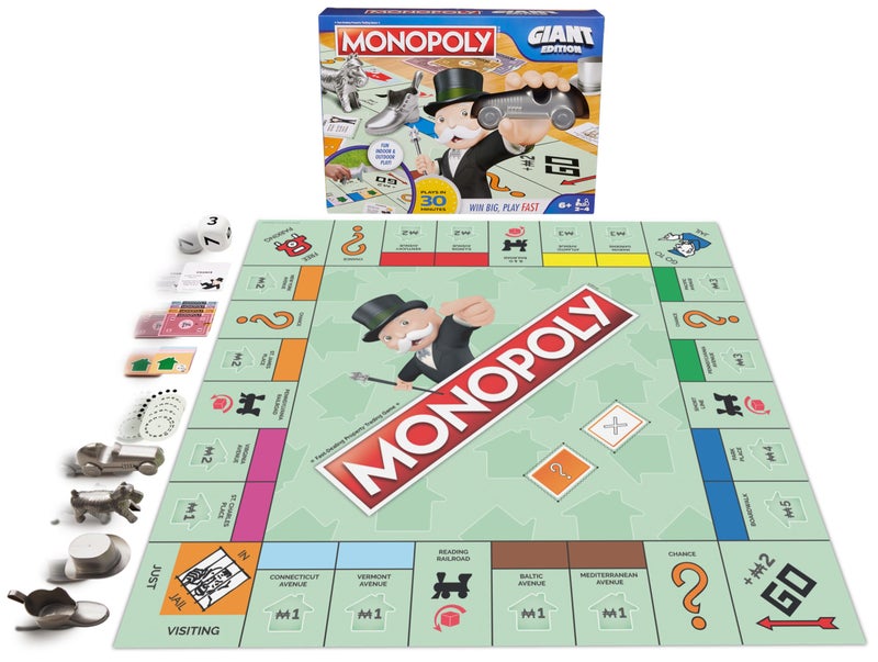Spin Master Games, Monopoly Giant Edition, Classic Family Board Game for Indoor & Outdoor Play with Oversized Board, Screenless Activity, 2-4 Players, for Ages 6 & Up - Image 1