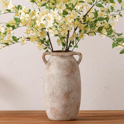 Dobbyby Ceramic Flower Vase 12 inch Farmhouse Rustic Vase Decorative Pottery Terracotta Tall Vases for Home Decor Table Mantle Fireplace Living Room Bathroom Wedding Centerpiece (Large-Terracota) - Image 4