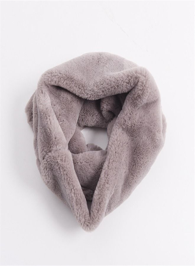 Loquat Solid Warm Fur Pullover Scarf Grey 