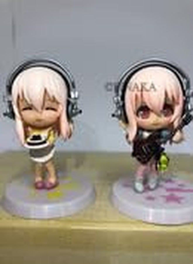 PINAKA Super Sonico Action Figure with Headphones, Anime Character, Multi-Color PVC Set of 5, 10cm - Image 2
