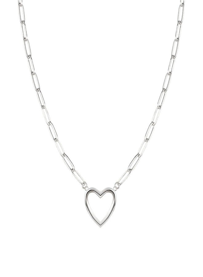 Zeffy Cute Heart Necklace 18k Gold/Silver Plated Tiny Heart Pendant Choker Necklaces Gold Love Heart Chain Necklace for Women Dainty Gold Jewelry Valentines Day Gifts for Women Girls Teen Girls, 17”+2 - Image 1