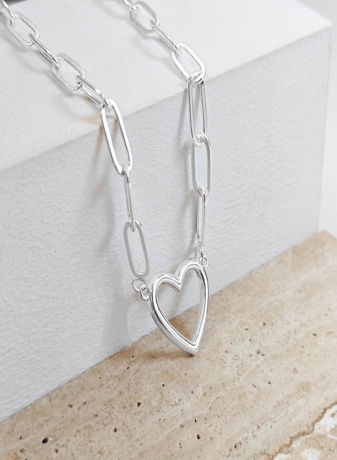 Zeffy Cute Heart Necklace 18k Gold/Silver Plated Tiny Heart Pendant Choker Necklaces Gold Love Heart Chain Necklace for Women Dainty Gold Jewelry Valentines Day Gifts for Women Girls Teen Girls, 17”+2 - Image 5