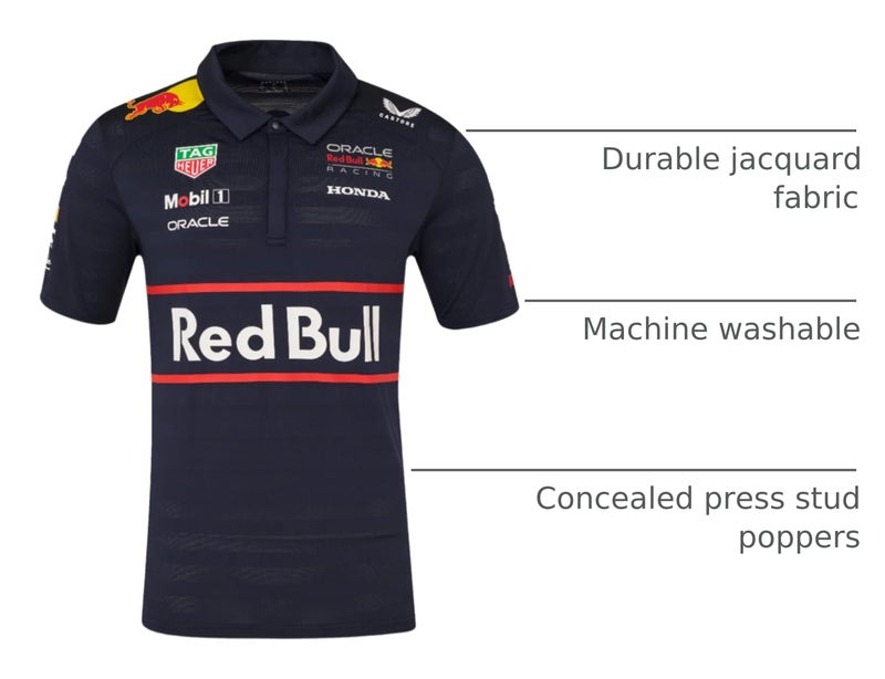 Castore Red Bull Racing F1 Team Men's Polo Shirt - Navy | Official 2025 Formula 1 Team Merchandise | Short Sleeve | Polo Shirt | Pack of 1 - Image 4