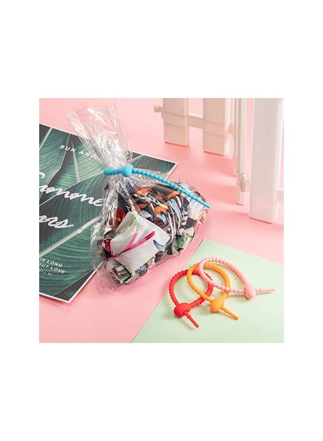 PROMASS 10 قطع روابط سيليكون ملونة، إدارة لفات الكابلات، مشابك إغلاق الأكياس متعددة الأغراض، روابط خبز قابلة لإعادة الاستخدام، حافظ الطعام، أحزمة منزلية، شرائط سلكية، 15 سم/6 بوصة - Image 3