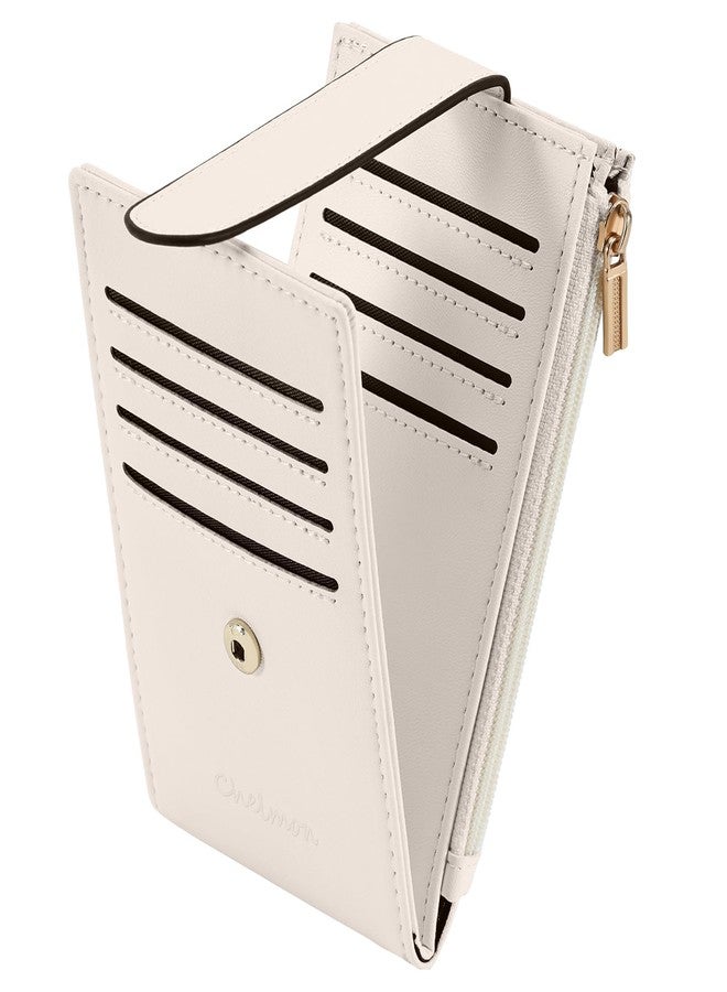 Chelmon Womens Wallet Slim RFID Blocking Bifold Multi Card Case Wallet with Zipper Pocket (Beige) - Image 1