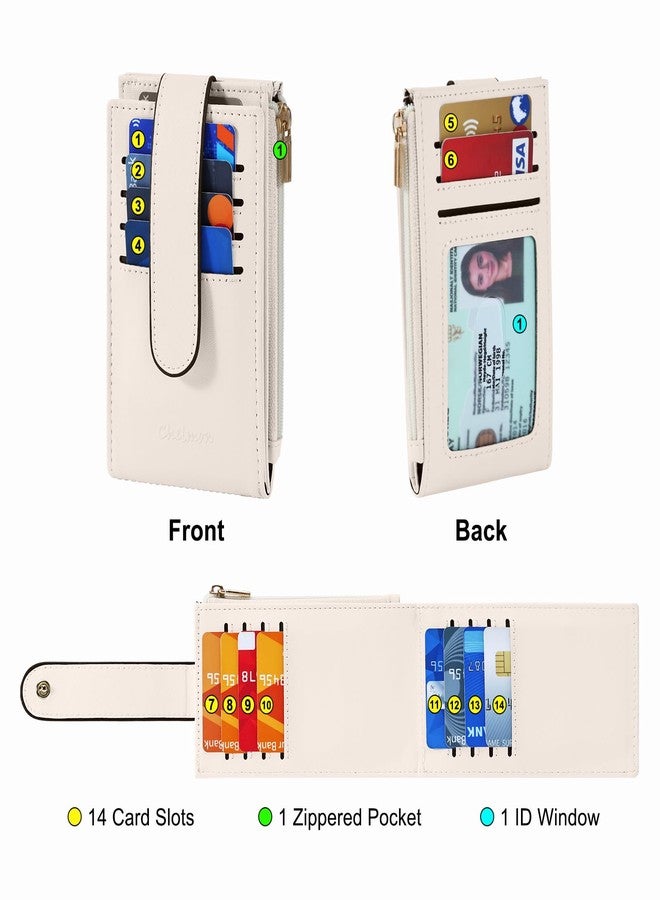 Chelmon Womens Wallet Slim RFID Blocking Bifold Multi Card Case Wallet with Zipper Pocket (Beige) - Image 4