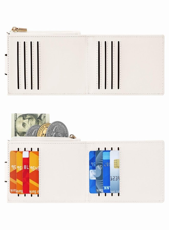 Chelmon Womens Wallet Slim RFID Blocking Bifold Multi Card Case Wallet with Zipper Pocket (Beige) - Image 5