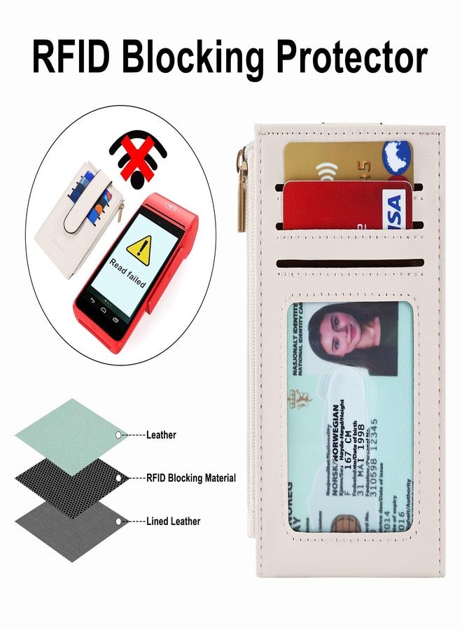 Chelmon Womens Wallet Slim RFID Blocking Bifold Multi Card Case Wallet with Zipper Pocket (Beige) - Image 3