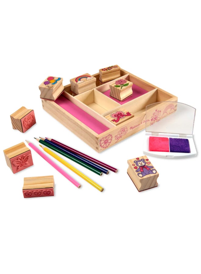 Melissa & Doug Wooden Creative Friendship Stamp Set Multicolour 20.32 x 3.81 x 21.84 cm SMD6073103 - Image 2