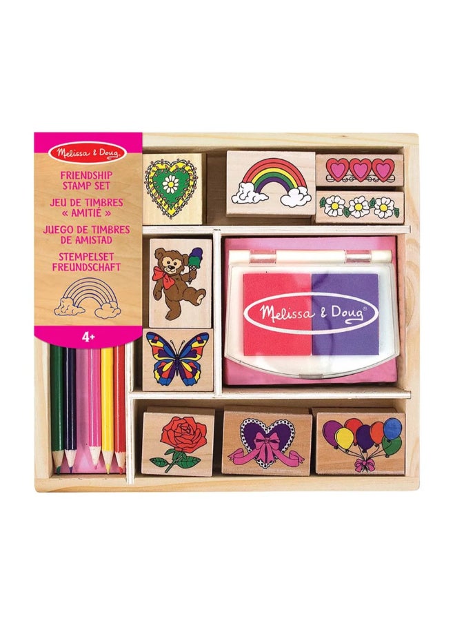 Melissa & Doug Wooden Creative Friendship Stamp Set Multicolour 20.32 x 3.81 x 21.84 cm SMD6073103 - Image 1