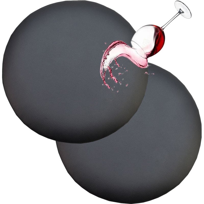 HFCNMY Stool Covers Round 2 Pack Waterproof PU Round Bar Stool Covers with Elastic Bands Bar Chair Covers Bar Stool Seat Covers Washable Stool Cushion Slipcover for 1112 Inch ChairBlack