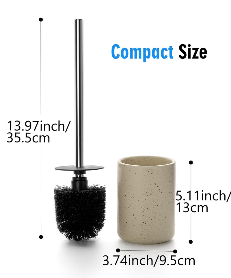 Viosuniu Ceramic Toilet Brush & Holder Set - Freestanding Deep-Cleaning Toilet Bowl Cleaner Brush, Stainless Steel Handle, Small & Sturdy for Storage, Easy to Clean, Non-Scratching - Image 5