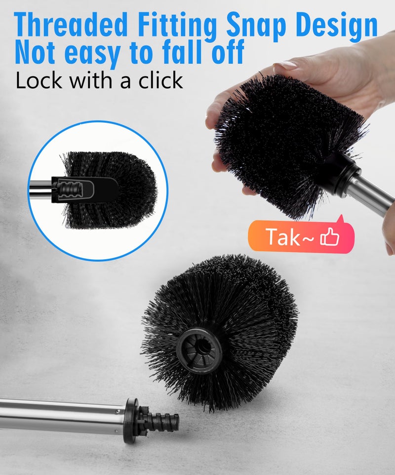 Viosuniu Ceramic Toilet Brush & Holder Set - Freestanding Deep-Cleaning Toilet Bowl Cleaner Brush, Stainless Steel Handle, Small & Sturdy for Storage, Easy to Clean, Non-Scratching - Image 4