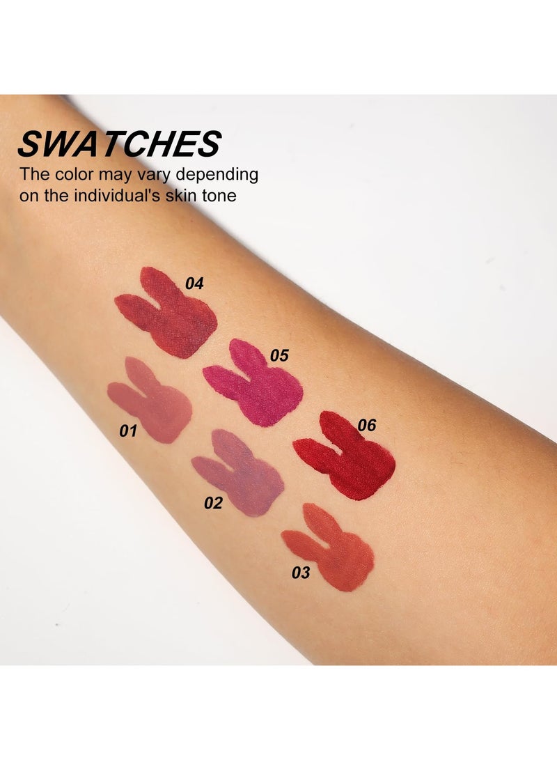 يونج فيجن مجموعة أحمر شفاه سائل غير لامع من 6 قطع - ألوان تدوم طويلاً وصبغية، ومجموعة ملمع شفاه، مجموعة هدايا للبنات/النساء - Image 4