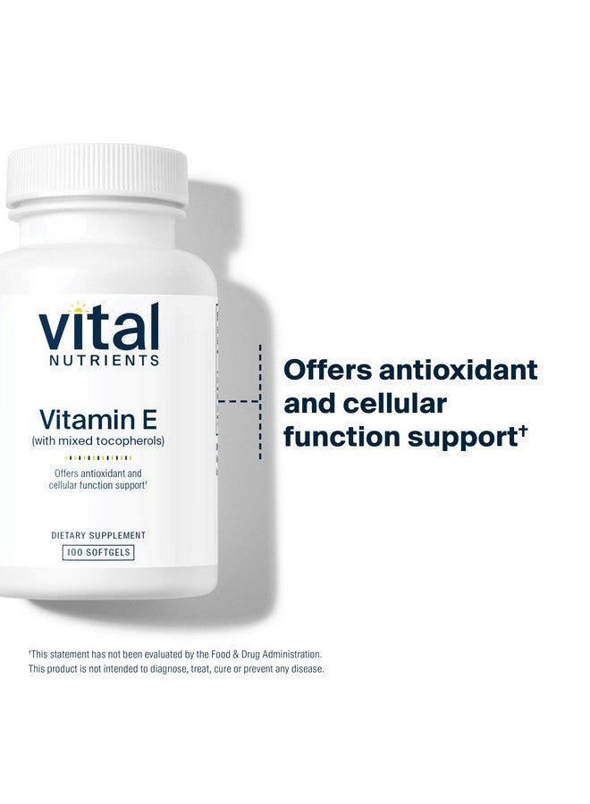 Vital Nutrients Vitamin E with Mixed Tocopherols | Potent Antioxidant Vitamin E Supplements to Support Cardiovascular Health* | Gluten and Dairy Free | Non-GMO | 100 Softgels - Image 3