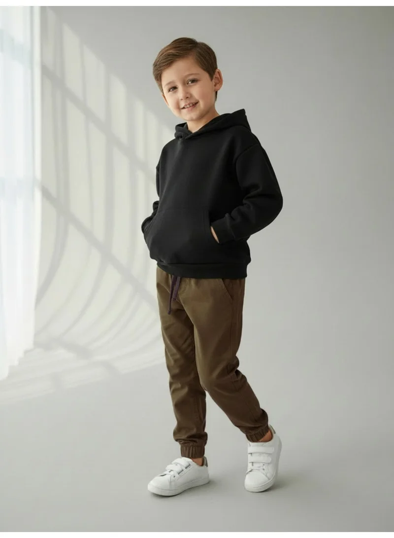 Victor And Jane  Boys Solid Jogger with pockets-Brown for Men | Best Price UAE