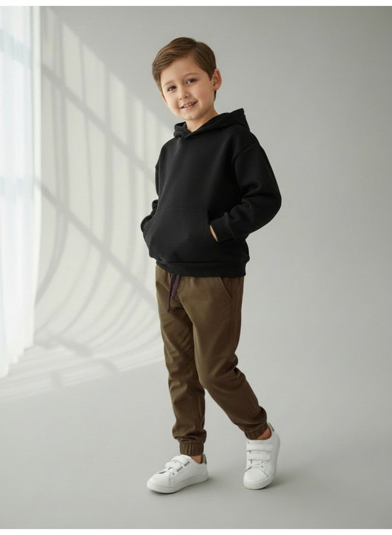 victor and jane Boys Solid Jogger with pockets-Brown - Image 4