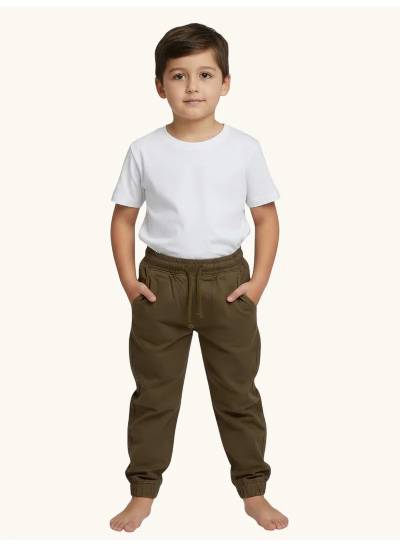 Victor And Jane  Boys Solid Jogger with pockets-Brown for Men | Best Price UAE