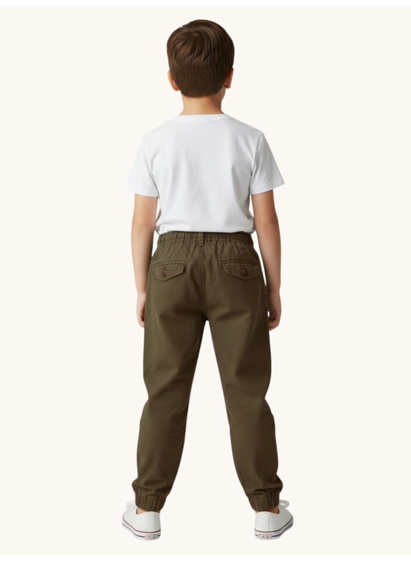 victor and jane Boys Solid Jogger with pockets-Brown - Image 2