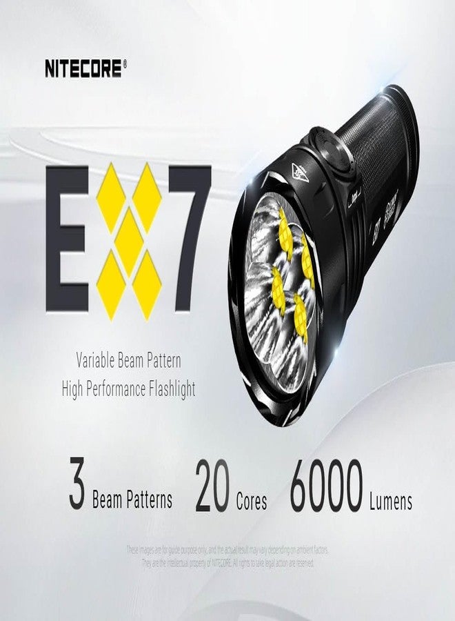 Nitecore EX7 6000 Lumen Rechargeable Multi Beam Pattern Flood/spot LED Flashlight w/EdisonBright Brand Charging Adapter - Image 4