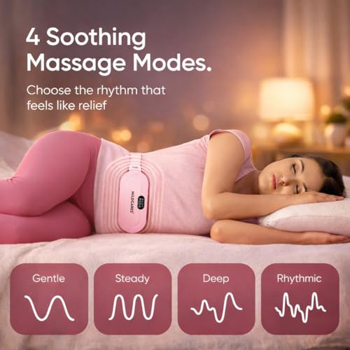 MildCares Period Cramp Massager Belt – Cordless Rechargeable Heating Pad with 3 Heat Levels & 4 Massage Modes | Portable Period Pain Relief Massager for Cramps, Back & Belly | Adjustable Belt for Women & Girls (1‑Year Warranty) - Image 5