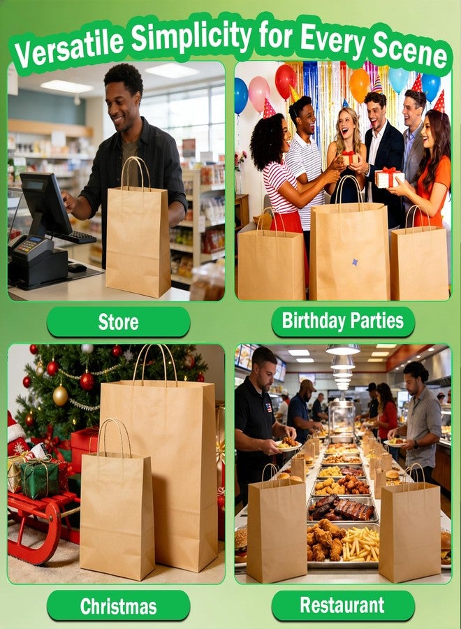 Volokitx 12-Pack Paper Bags with Handles Bulk – 8 x 4.25 x 10 in, Medium Size Brown Kraft Paper Bags, Kraft Gift Bag for Party, Retail, Business, Shopping - Image 5