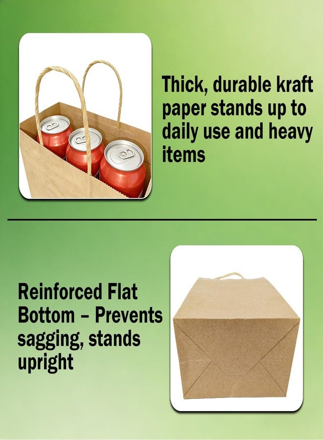 Volokitx 12-Pack Paper Bags with Handles Bulk – 8 x 4.25 x 10 in, Medium Size Brown Kraft Paper Bags, Kraft Gift Bag for Party, Retail, Business, Shopping - Image 3