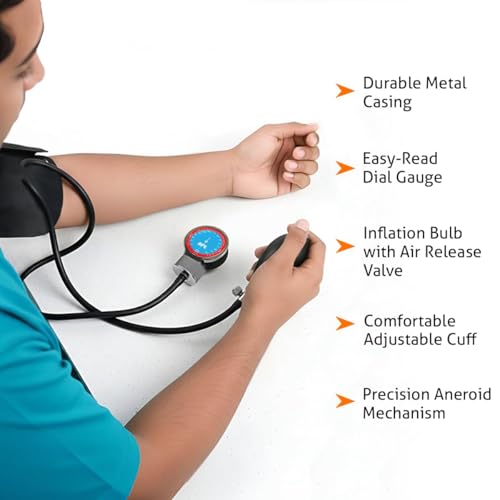 BPL Medical Technologies Manual Large Dial Aneroid Sphygmomanometer Blood Pressure Monitor with ST-04 Aluminium Stethoscope - Image 2