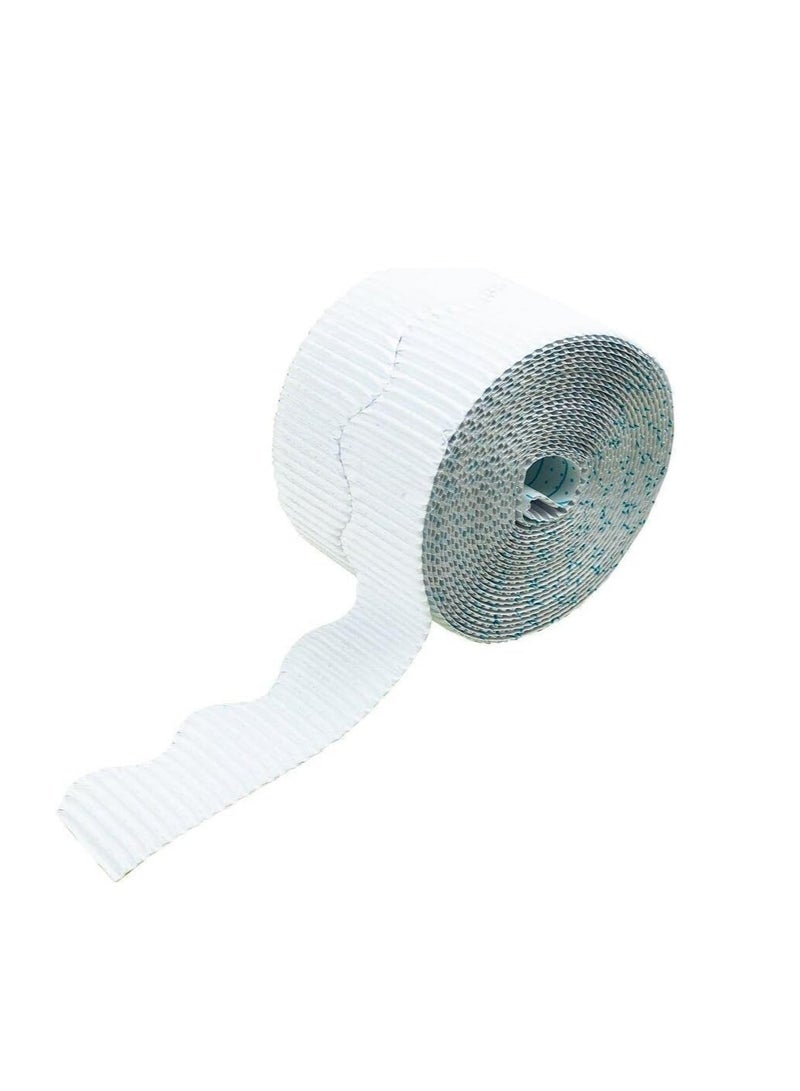 Terabyte Corrugated Border Rolls, White, 10cm x 15m - Image 1