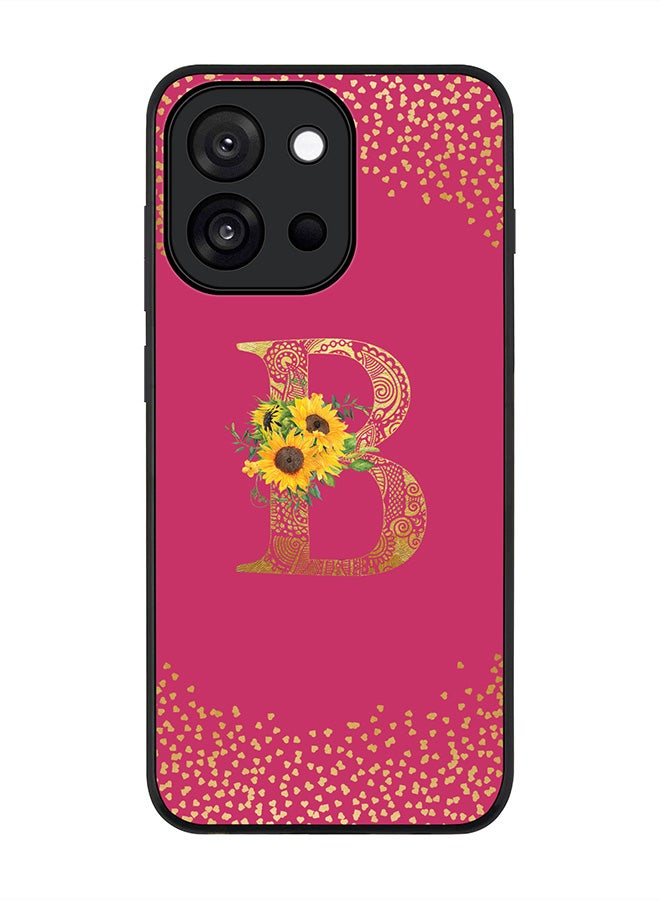 Stylizedd For OnePlus 13s / 13T Case,Slim fit Camera Protection, Shockproof Thin Phone cover  - Custom Floral Monogram - B ( Deep Pink )