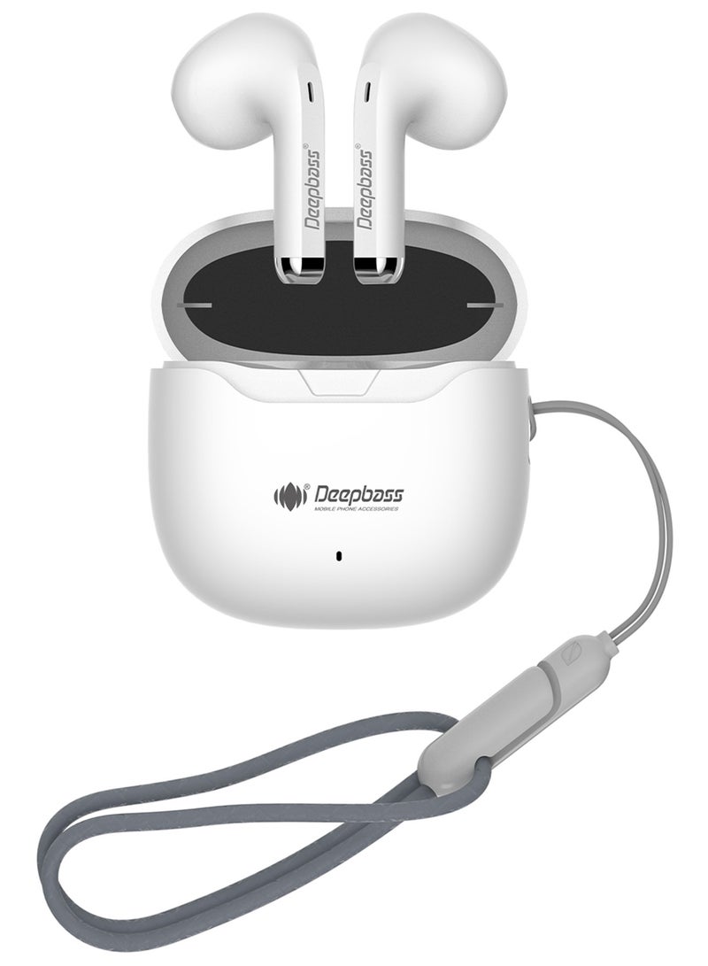 Deepbass TWS-X2: سماعات أذن لاسلكية هجينة مع إلغاء الضوضاء النشط | شريحة GlobalWorkship™ | تصميم نصف داخل الأذن - أبيض - Image 1